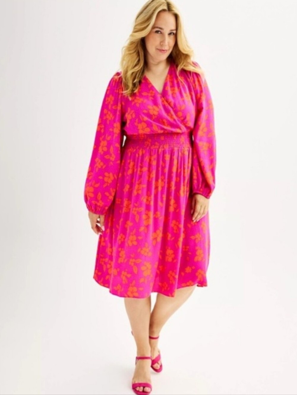 DRAPER JAMES RSVP Long Sleeve Cinched Waist Dress XL
